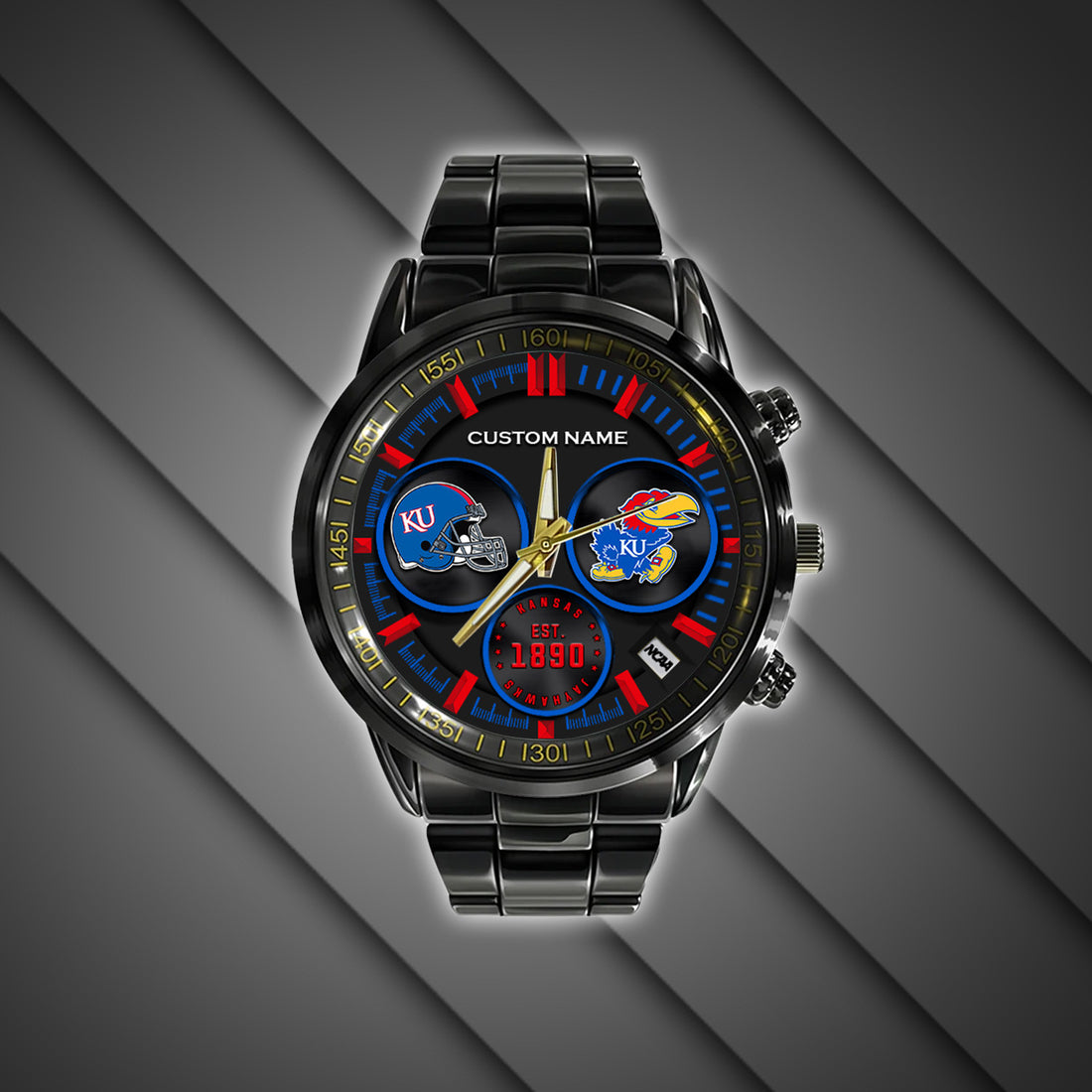 Kansas Jayhawks - Black Stainless Steel Watch