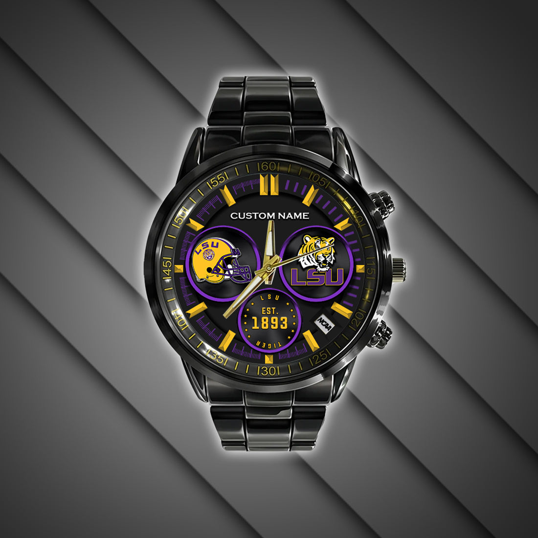 LSU Tiger - Black Stainless Steel Watch