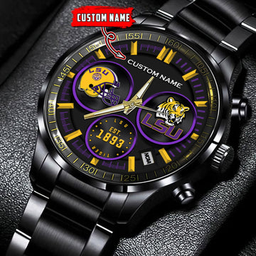 LSU Tiger - Black Stainless Steel Watch