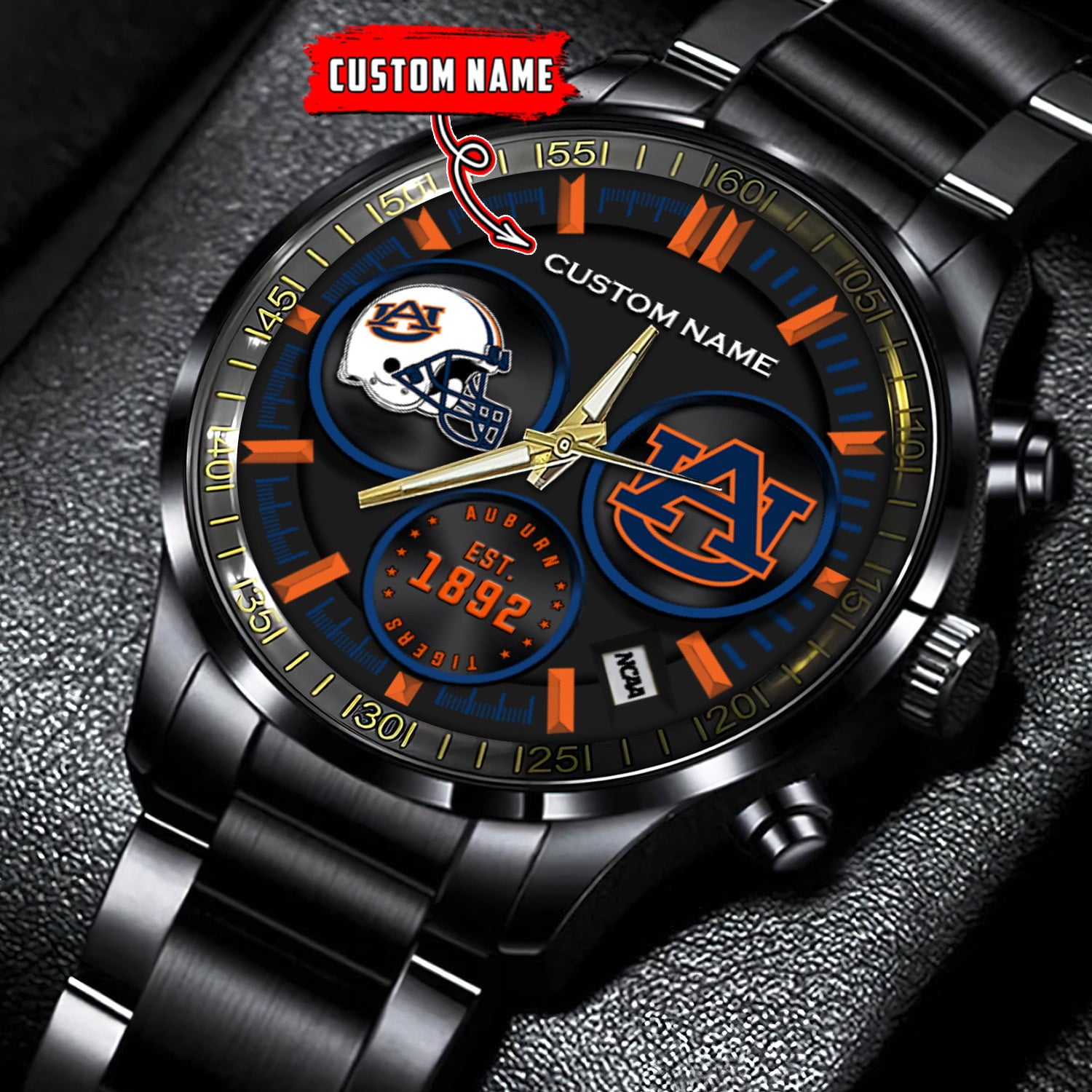 Auburn Tigers - Black Stainless Steel Watch
