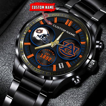 Auburn Tigers - Black Stainless Steel Watch