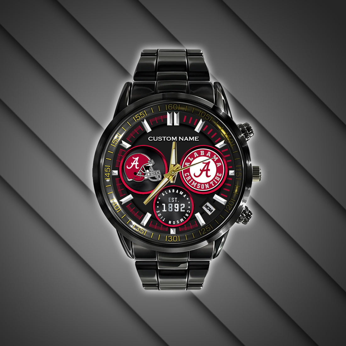 Alabama Crimson Tide - Black Stainless Steel Watch