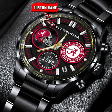 Alabama Crimson Tide - Black Stainless Steel Watch