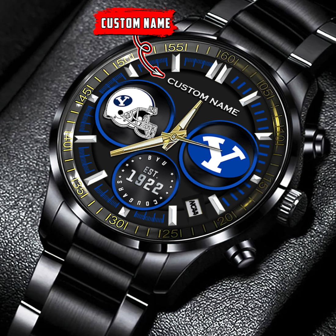 BYU Cougars - Black Stainless Steel Watch