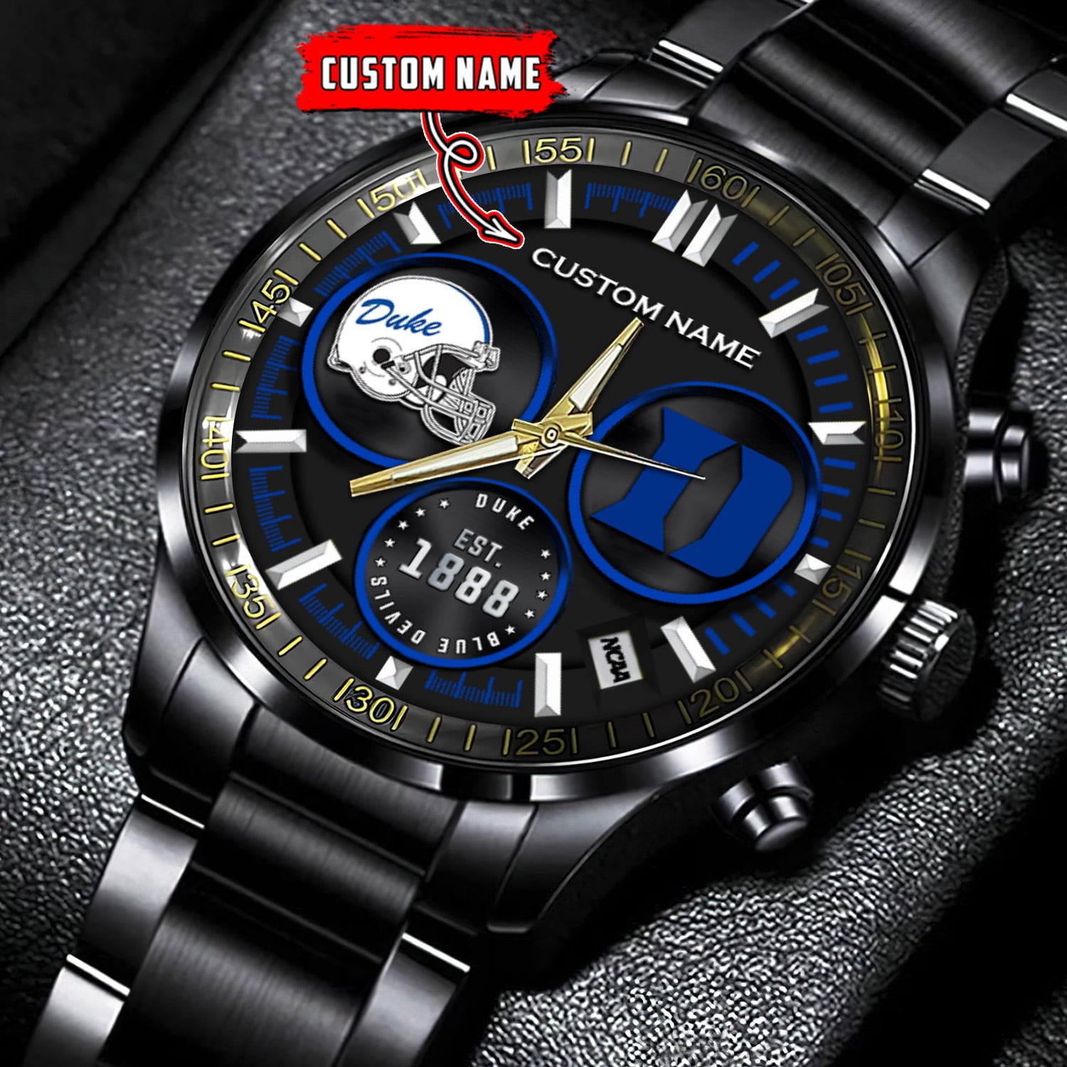 Duke Blue Devils - Black Stainless Steel Watch