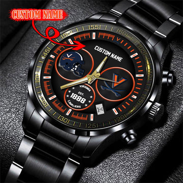 Virginia Cavaliers Black Stainless Steel Watch - Custom Name 58437