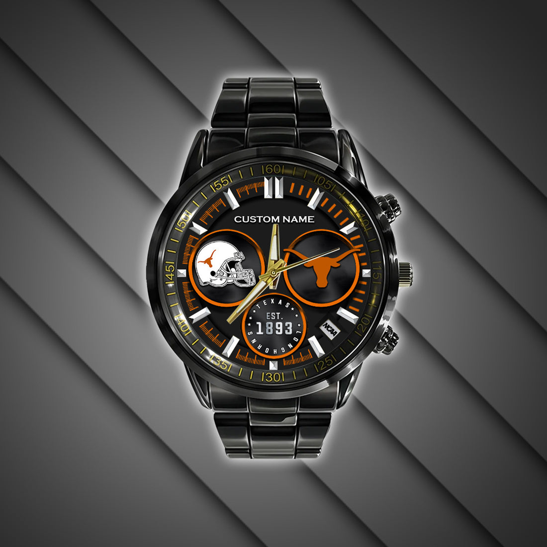 Texas Longhorns - Black Stainless Steel Watch