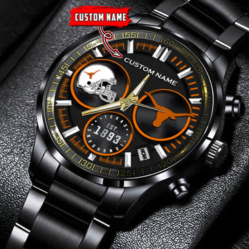Texas Longhorns - Black Stainless Steel Watch