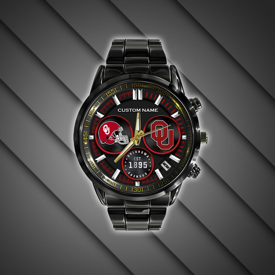 OKLAHOMA SOONERS - Black Stainless Steel Watch