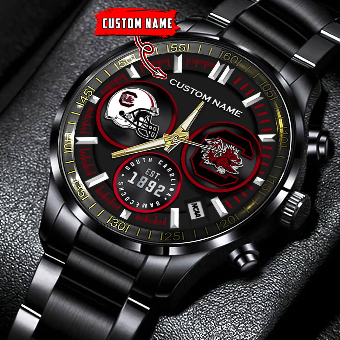 South Carolina Gamecocks - Black Stainless Steel Watch