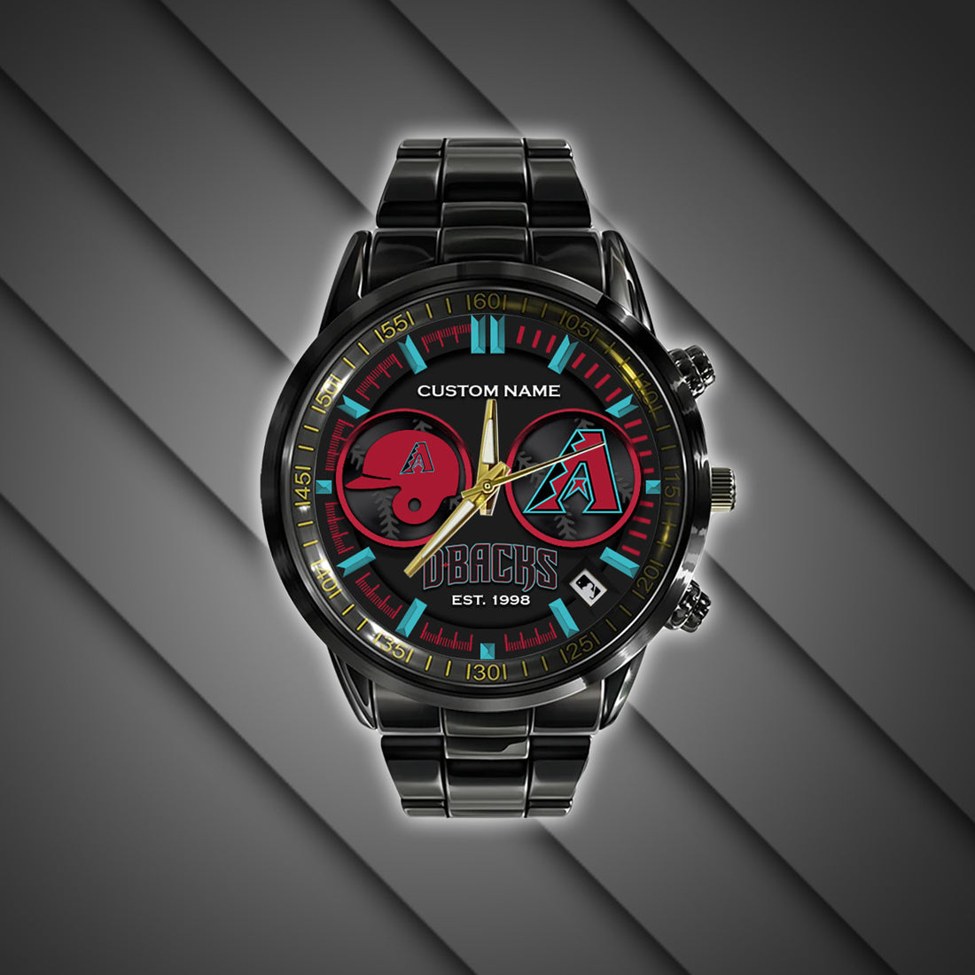 Arizona Diamondbacks �C Black Stainless Steel Watch