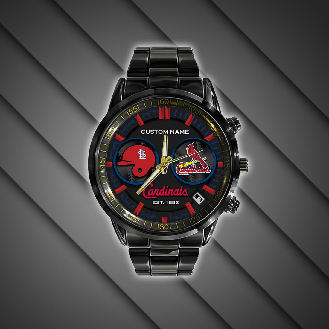 St Louis Cardinals | Black Stainless Steel Watch