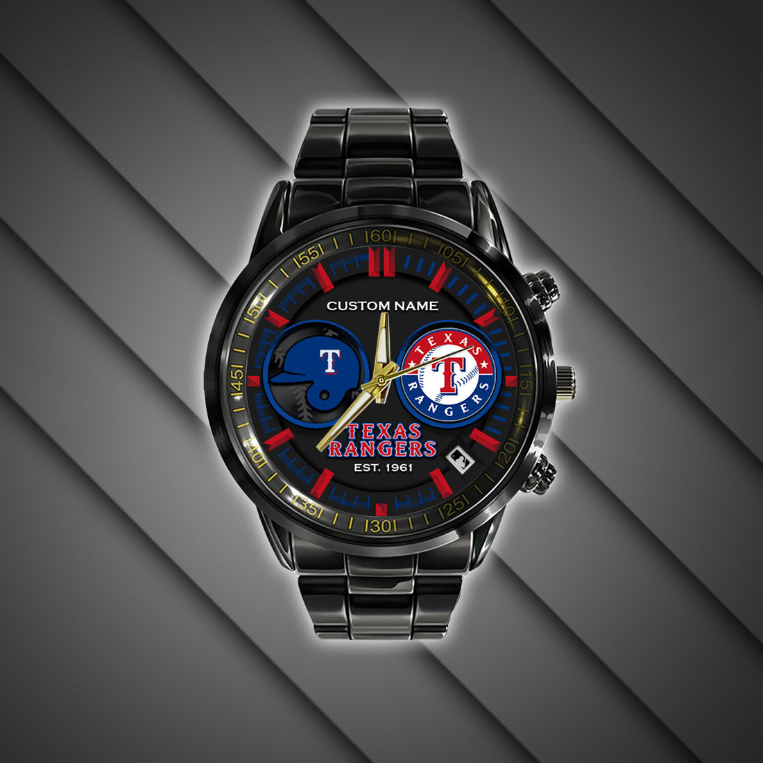 Texas Rangers | Black Stainless Steel Watch