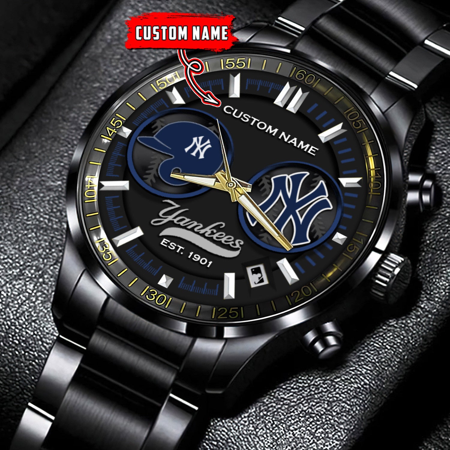 New York Yankees | Black Stainless Steel Watch