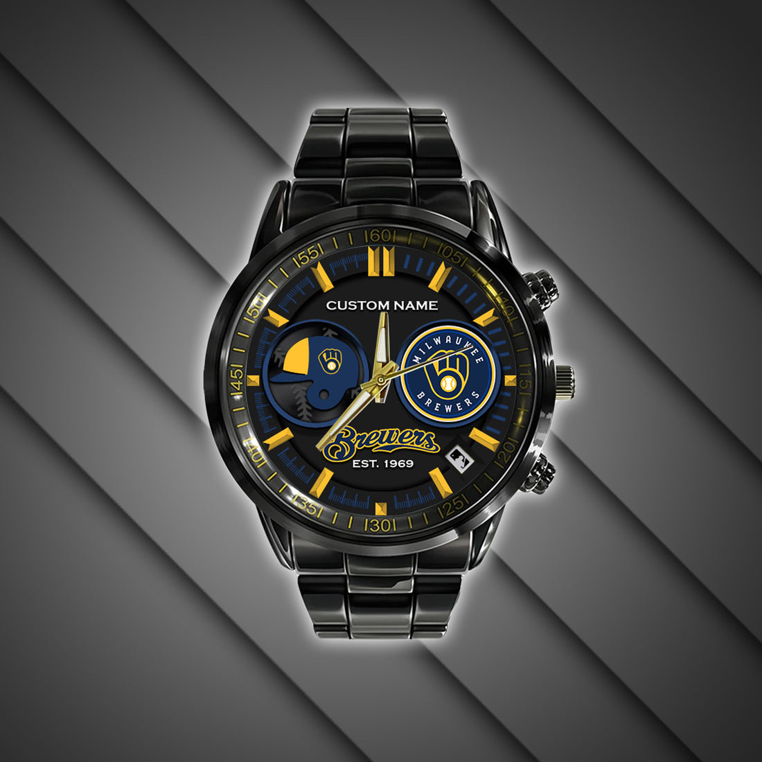 Milwaukee Brewers | Black Stainless Steel Watch