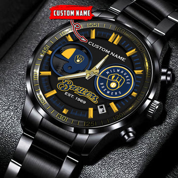 Milwaukee Brewers | Black Stainless Steel Watch