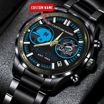 Miami Marlins | Black Stainless Steel Watch