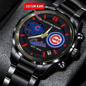 Chicago Cubs | Black Stainless Steel Watch
