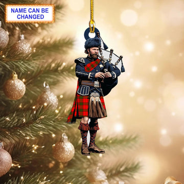 Personalized Clan Maxwell Modern Tartan Bagpipe Ornament with Custom Name -- Scottish Christmas Tree Decoration XB64