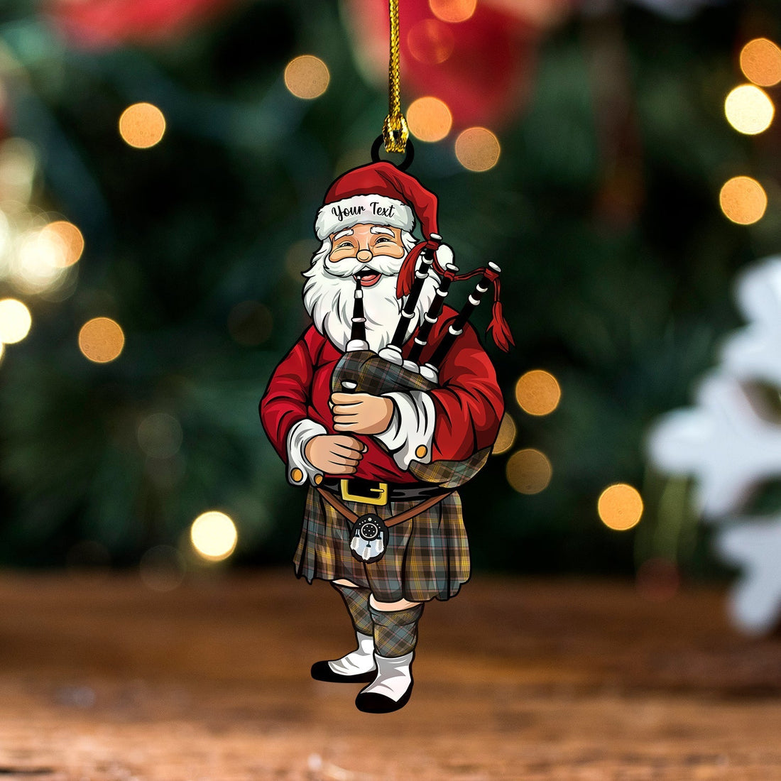 Personalized Clan Watson (Wate Watt) Weathered Clan Crest Tartan Santa Ornament--Custom Acrylic Christmas Decoration AU32