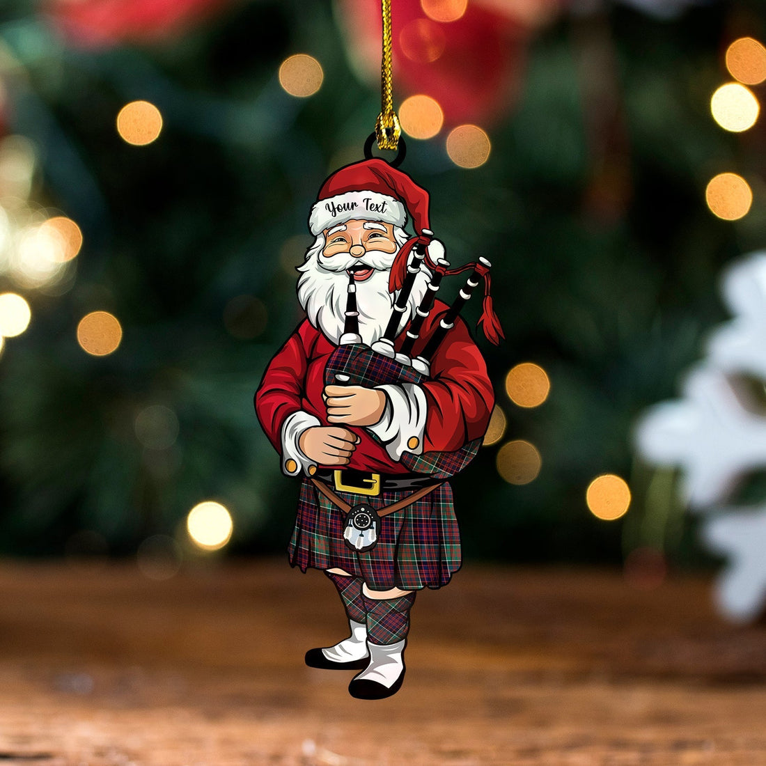 Personalized Clan MacDonald of Clanranald Modern Clan Crest Tartan Santa Ornament--Custom Acrylic Christmas Decoration QO83