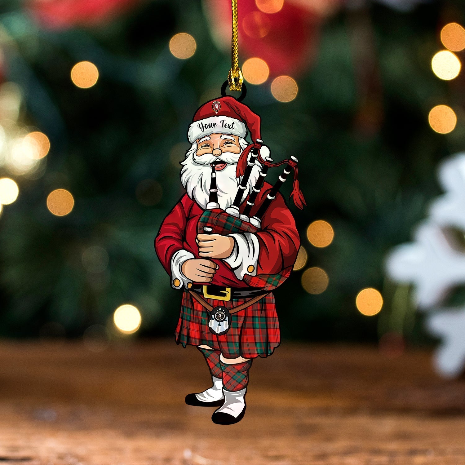 Personalized Clan Dunbar Modern Clan Crest Tartan Santa Ornament--Custom Acrylic Christmas Decoration AO29