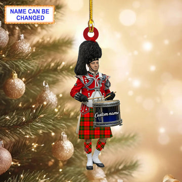 Personalized Clan Dunbar Modern Tartan Drummer Ornament with Custom Name--Scottish Christmas Tree Decoration UN67