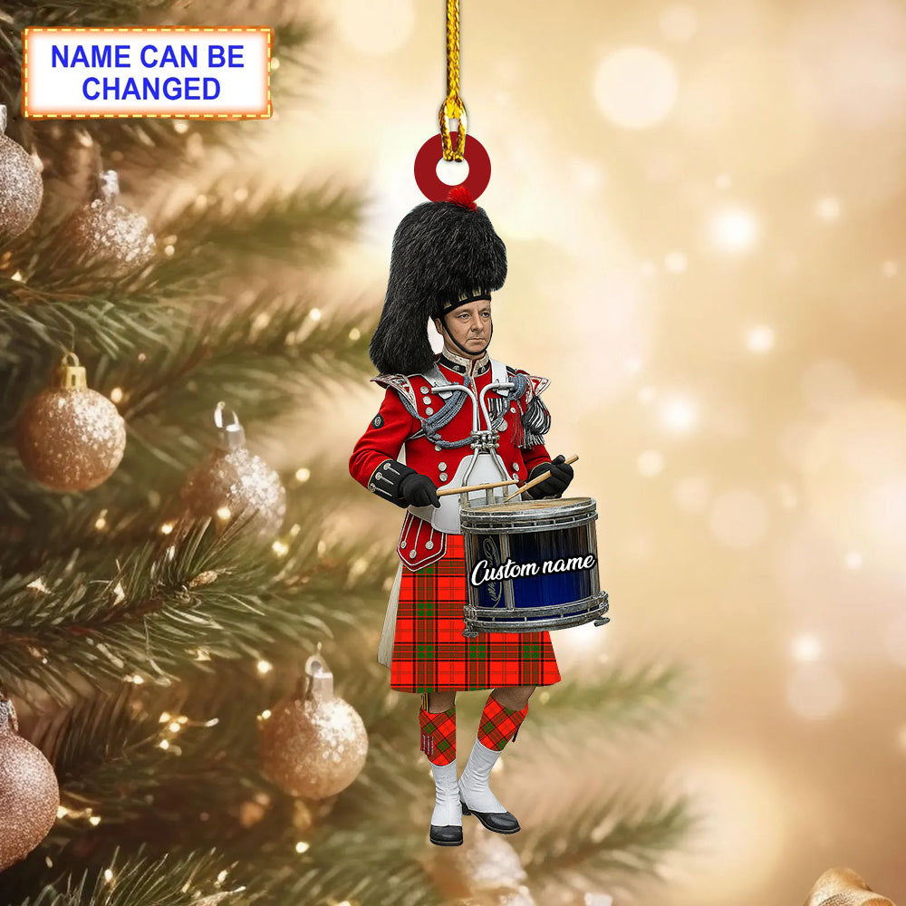 Personalized Clan Maxtone Tartan Drummer Ornament with Custom Name--Scottish Christmas Tree Decoration LK65