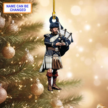 Personalized Clan Amazon Modern Tartan Bagpipe Ornament with Custom Name--Scottish Christmas Tree Decoration GQ73