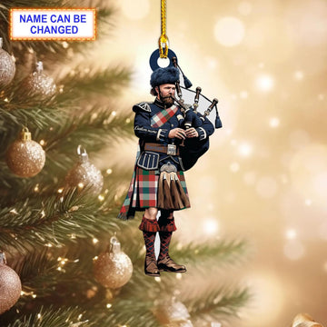 Personalized Clan Algarve Ancient Tartan Bagpipe Ornament with Custom Name--Scottish Christmas Tree Decoration JX15