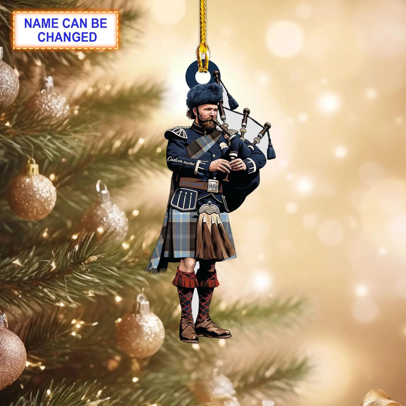 Personalized Clan Alexander of Menstry Hunting Reproduction Tartan Bagpipe Ornament with Custom Name--Scottish Christmas Tree Decoration SH55