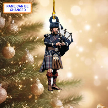 Personalized Clan Alabama Day Reproduction Tartan Bagpipe Ornament with Custom Name--Scottish Christmas Tree Decoration RV14