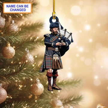 Personalized Clan Anderson Red Reproduction Tartan Bagpipe Ornament with Custom Name--Scottish Christmas Tree Decoration FZ79
