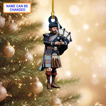 Personalized Clan Atikokan Reproduction Tartan Bagpipe Ornament with Custom Name--Scottish Christmas Tree Decoration EW83