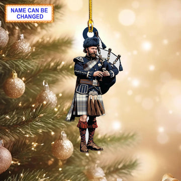 Personalized Clan Chieftain Reproduction Tartan Bagpipe Ornament with Custom Name--Scottish Christmas Tree Decoration TA37