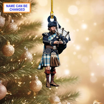 Personalized Clan Conquergood Modern Tartan Bagpipe Ornament with Custom Name--Scottish Christmas Tree Decoration DA40