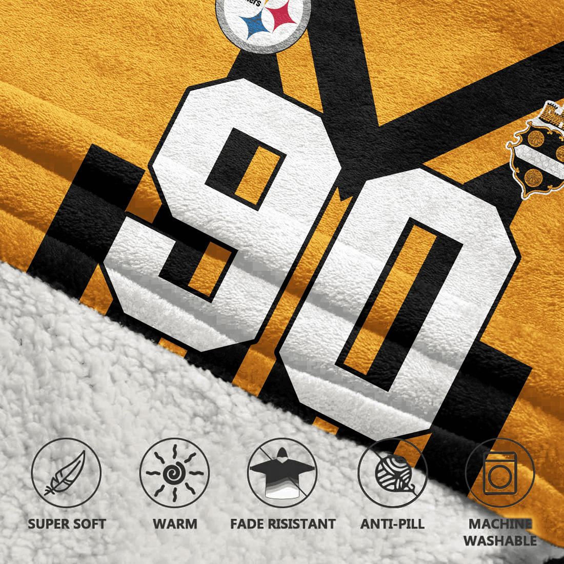 T.J.W 90 Pittsburgh Football Unisex Blanket Hoodie