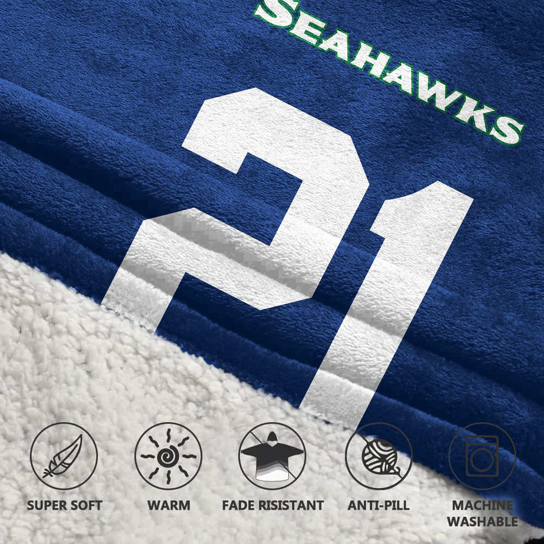 Adult 21 Seattle Football Unisex Blanket Hoodie