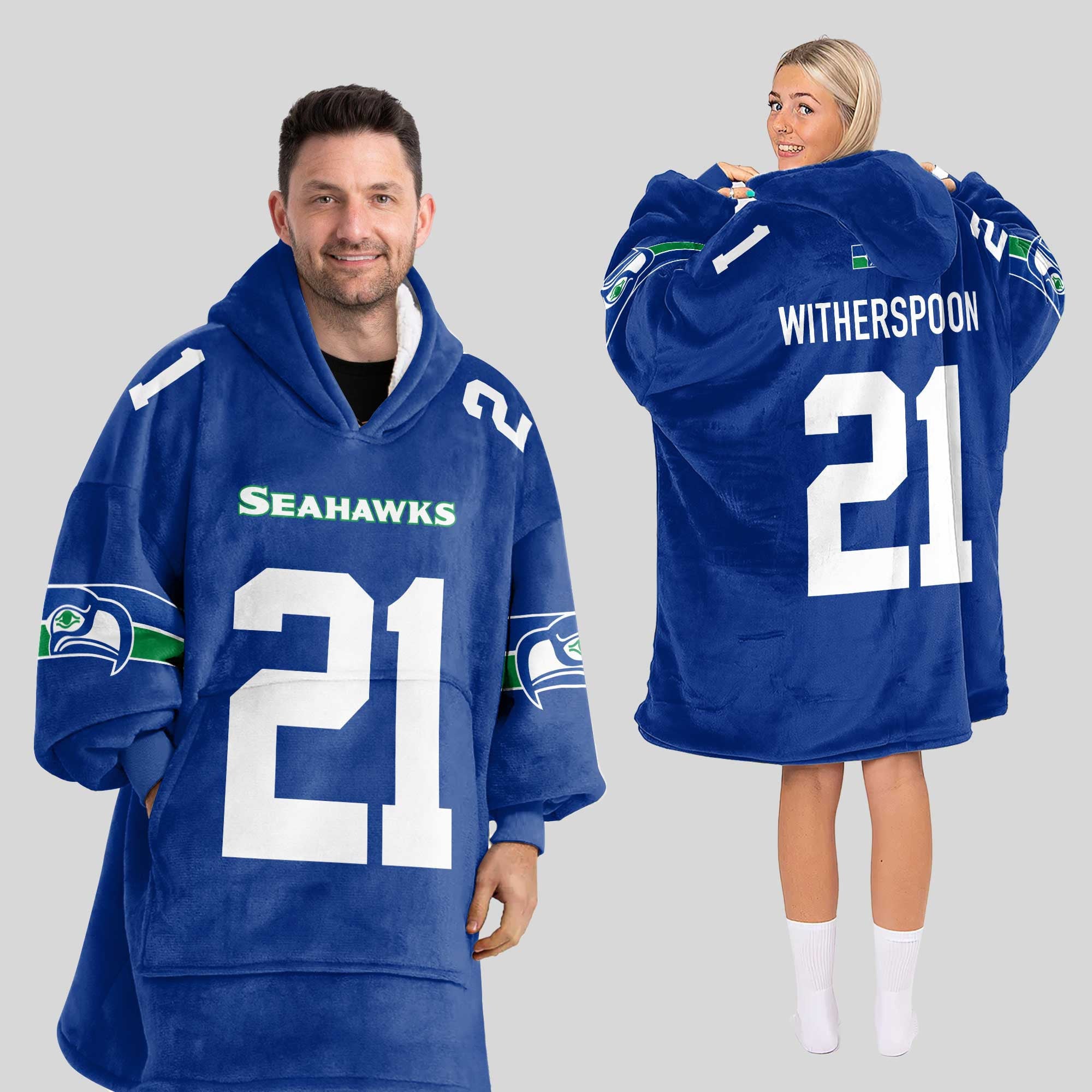 Adult 21 Seattle Football Unisex Blanket Hoodie
