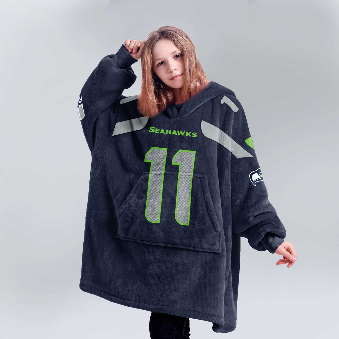 Kid 11 Seattle Football Unisex Blanket Hoodie