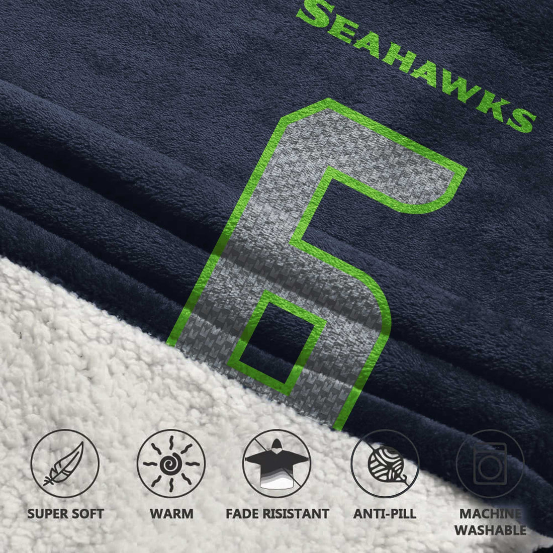 Adult 6 Seattle Football Unisex Blanket Hoodie