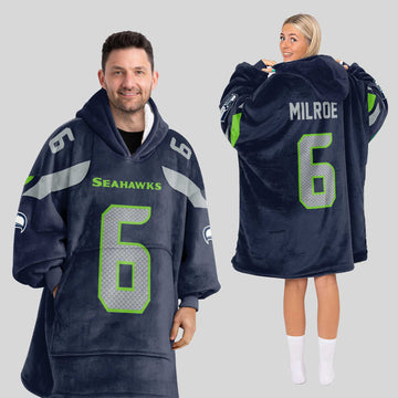 Adult 6 Seattle Football Unisex Blanket Hoodie