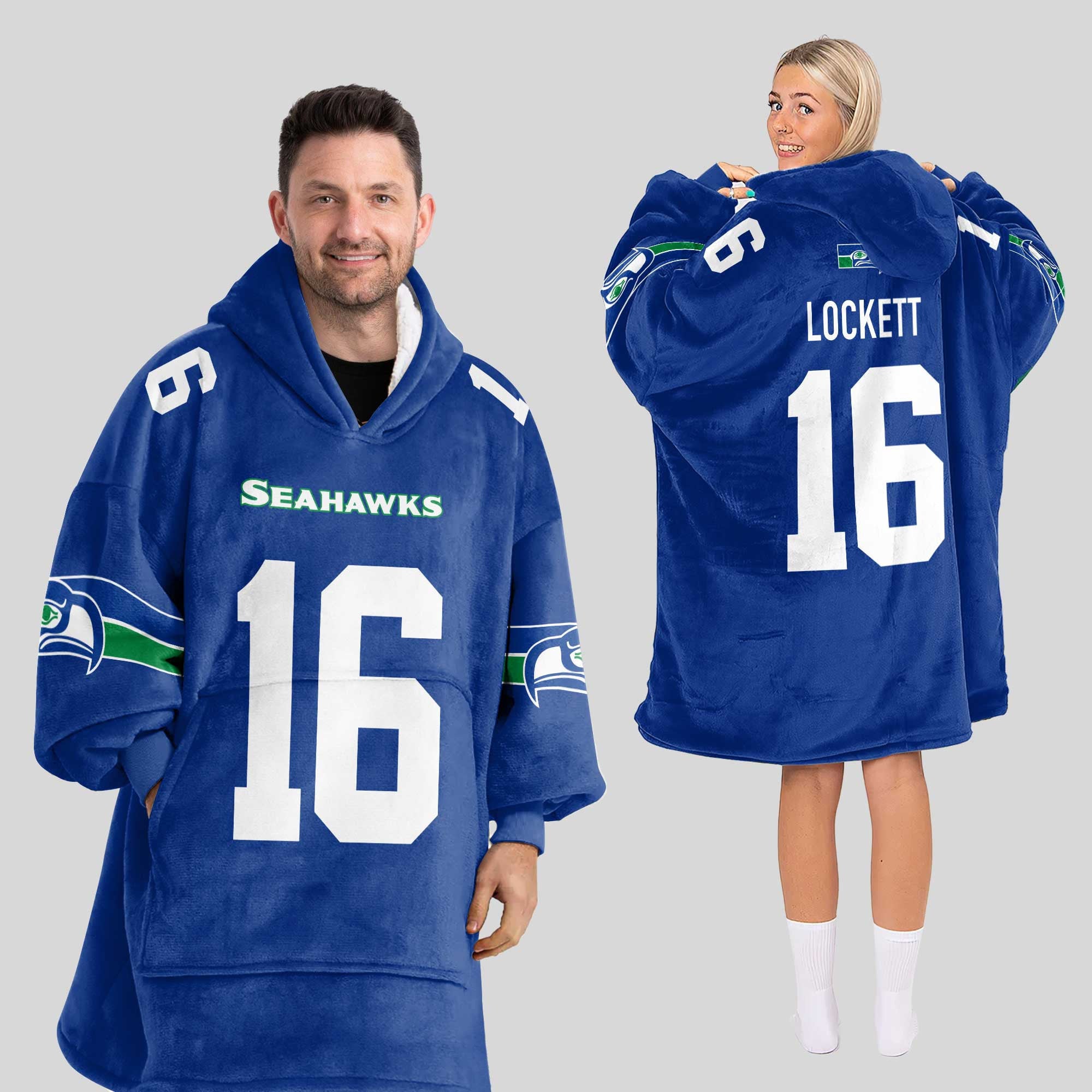 Adult 16 Seattle Football Unisex Blanket Hoodie