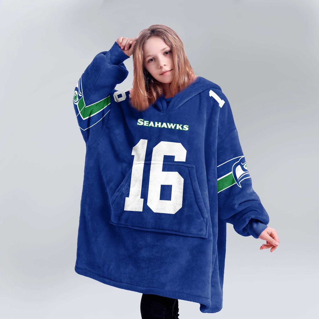 Kid 16 Seattle Football Unisex Blanket Hoodie