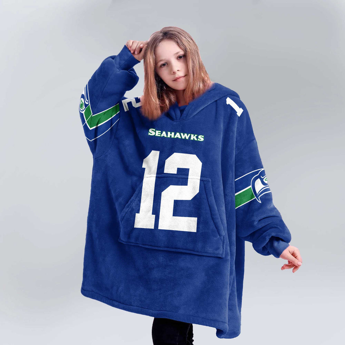 Kid 12 Seattle Football Unisex Blanket Hoodie