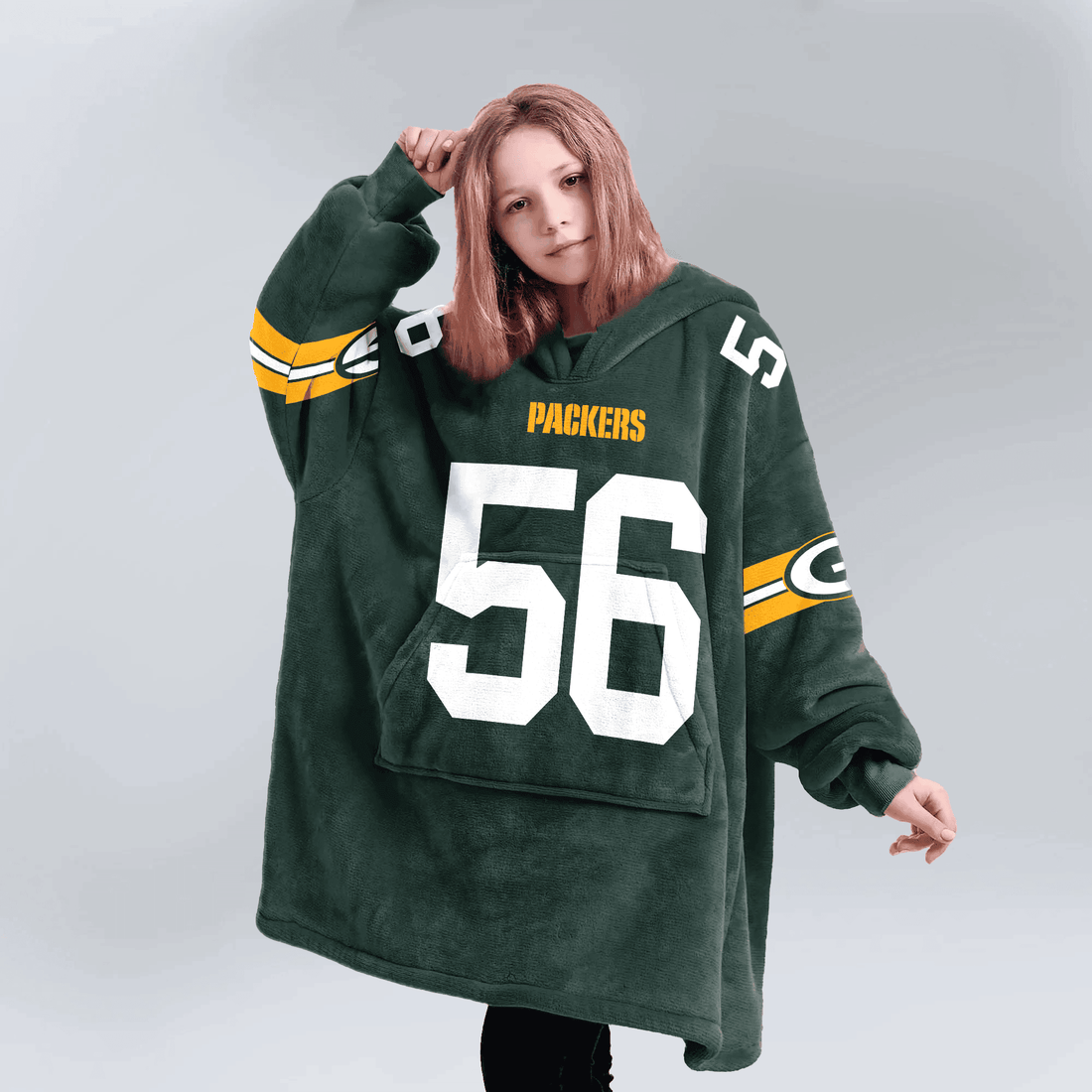 Kid 56 Green Bay Football Unisex Blanket Hoodie