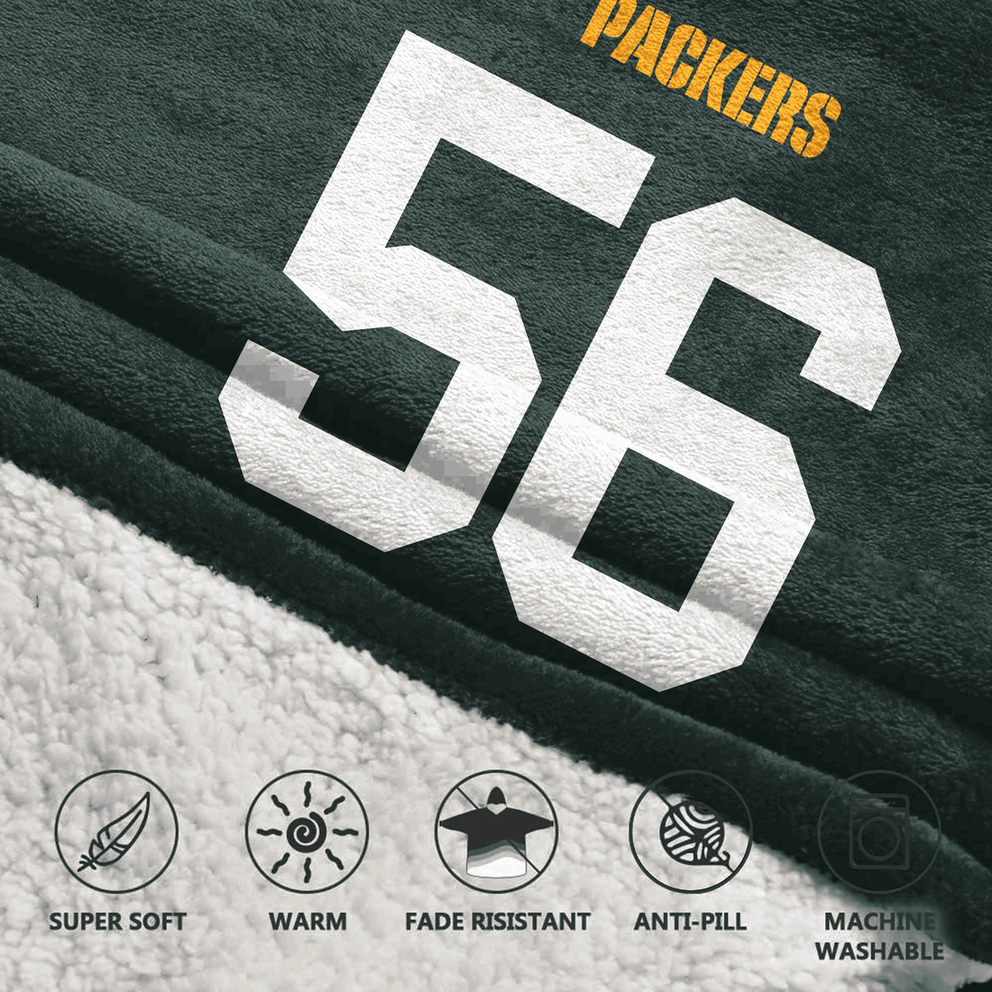 Adult 56 Green Bay Football Unisex Blanket Hoodie