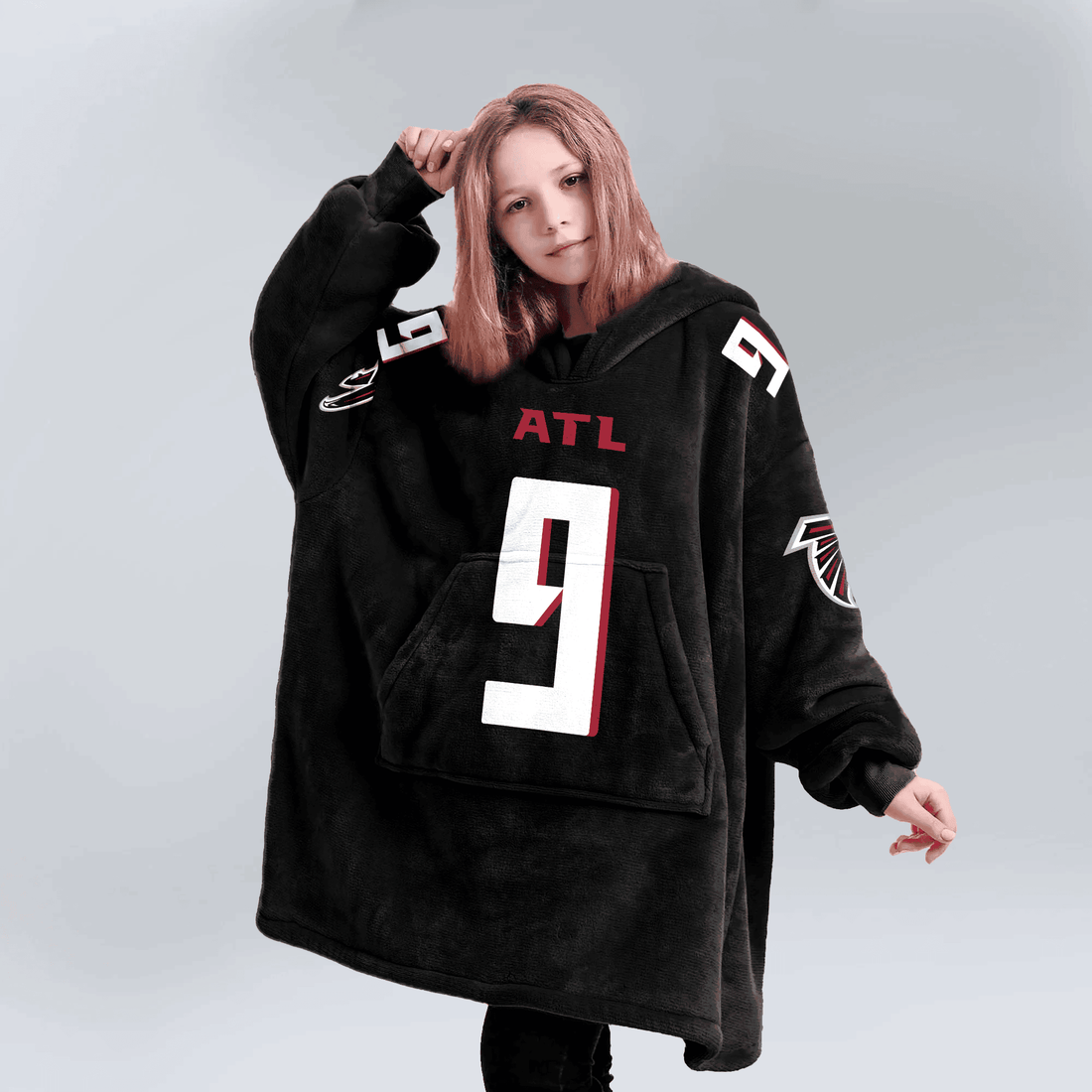 Kid 9 Atlanta Football Unisex Blanket Hoodie