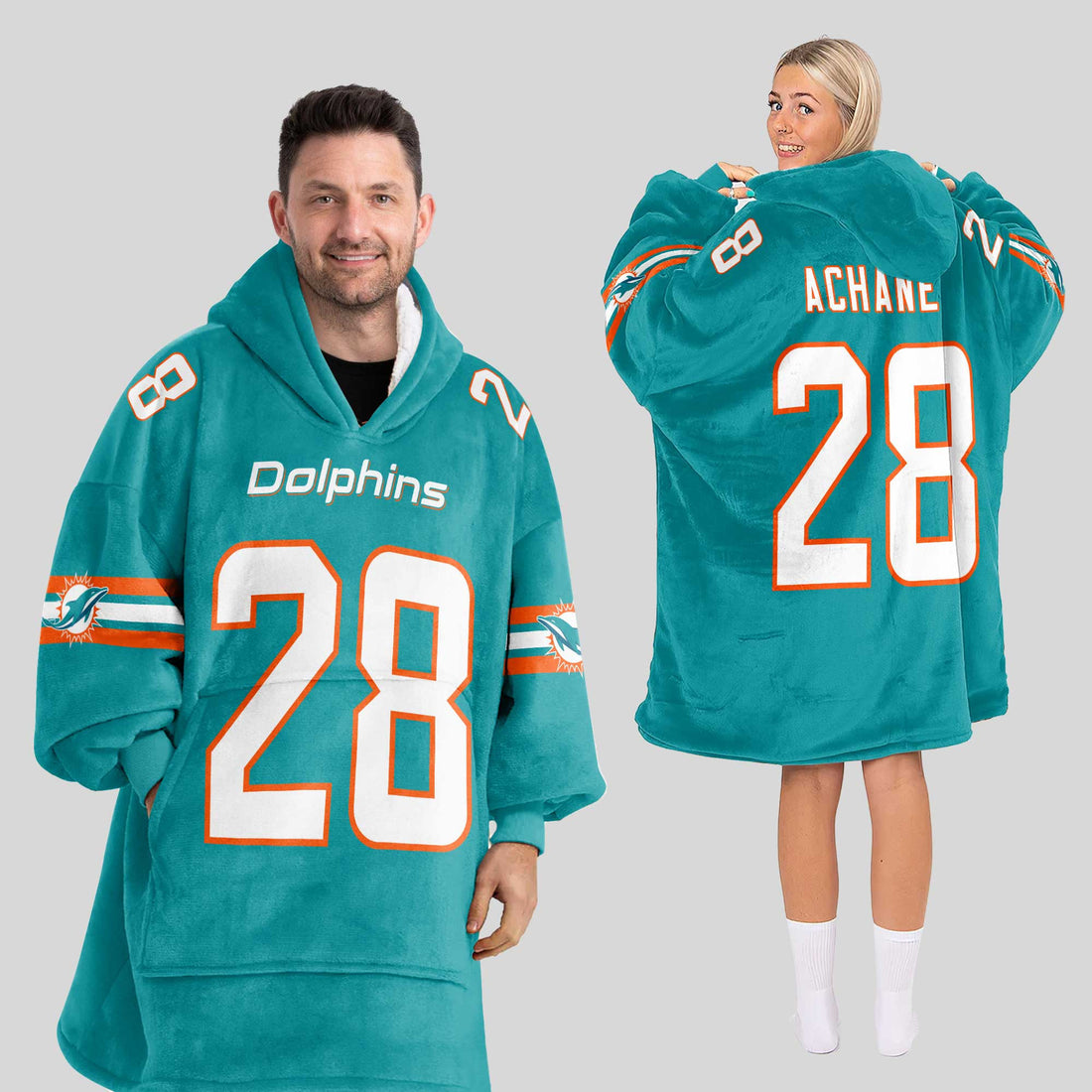 Adult 28 Miami Football Unisex Blanket Hoodie