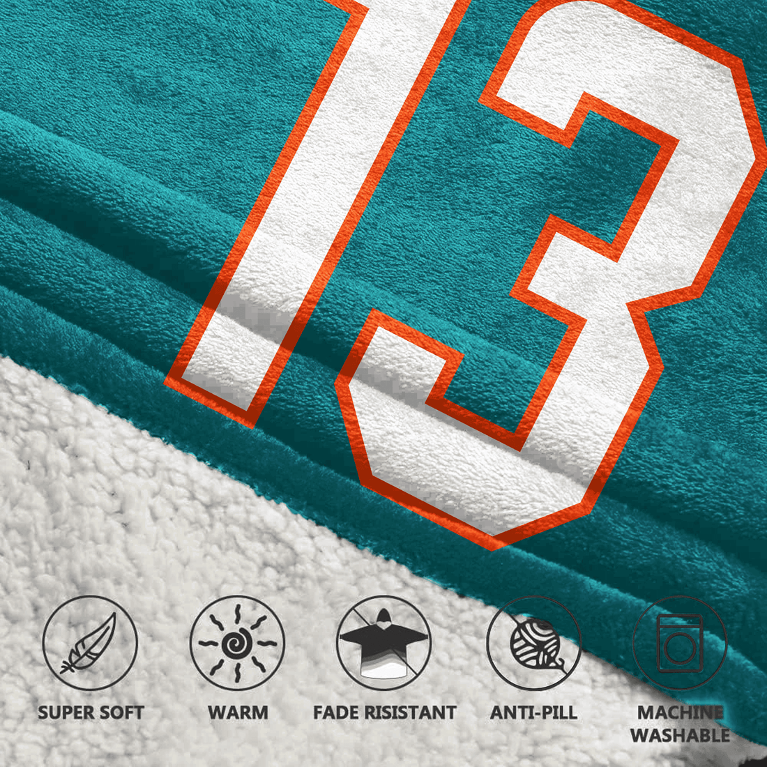 Adult 13 Miami Football Unisex Blanket Hoodie